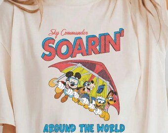 Vintage Mickey & Friends Soarin Around The World Shirt, Disney Ride Epcot Center Tee, Magic Kingdom Shirt, Disneyland Trip Gift