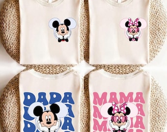 Disney Mickey & Friends Family Shirt, Mama And Dada Matching T-Shirt, Minnie Mouse Mama Shirt, Mickey Dada Shirt, Gift For Mom