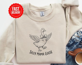 Sudadera de Mamá Ganso, Camisa de Mamá Ganso Tonto, Camisa con Lazo de Mamá Ganso, Camisa Divertida de Regalo, Regalo de Mamá Ganso Tonto