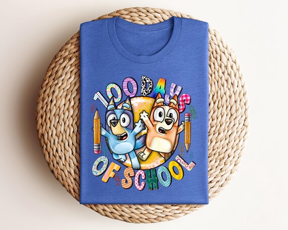 100 Days Of School Shirt - School Cartoon Shirt - Bluey Dog Shirt - School Bluey Shirt - Toddler School Shirt - Gift For Kids