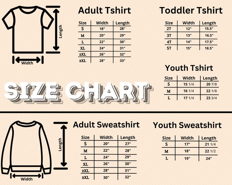 a size chart for a child's t - shirt