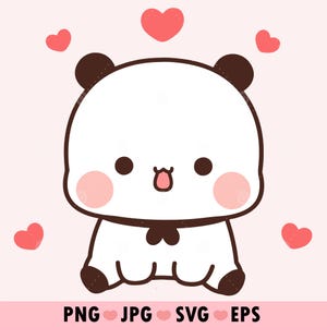 Cute Png of kawaii Panda Bubu | Cute Panda Png | Cute mochi Panda Png | Cute Heart png, Cute Cartoon Svg | Digital Download