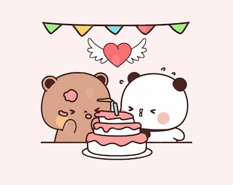 T-Shirt Cute Bubu Dudu Panda Bear Couple Love | 100% Coton | Unisexe | Coupe Classique Confortable