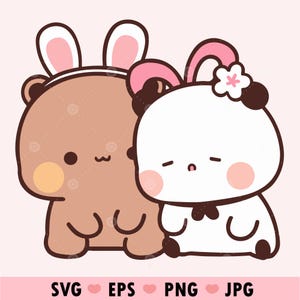 Kawaii Bear Panda SVG and PNG File, Super Cute Kawaii Budu Dudu Trendy Popular Design Tee Shirts, Stickers, Cups, Sublimation, Clipart Etc.