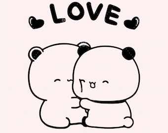 Kawaii Cute Panda Bear Dudu Bubu Outline Cut file SVG DXF PNG