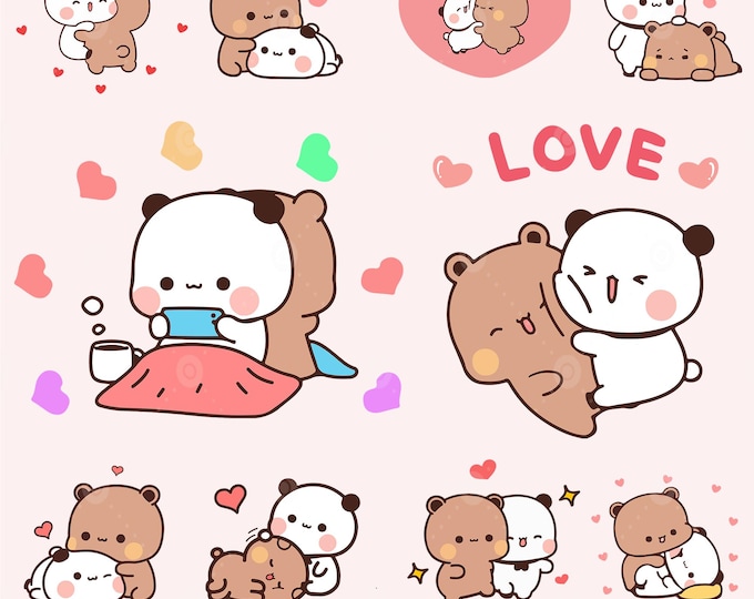 Bubu and Dudu Starry Night Van Gogh Couple Bear Panda Heart Plushie Bouquet Gift