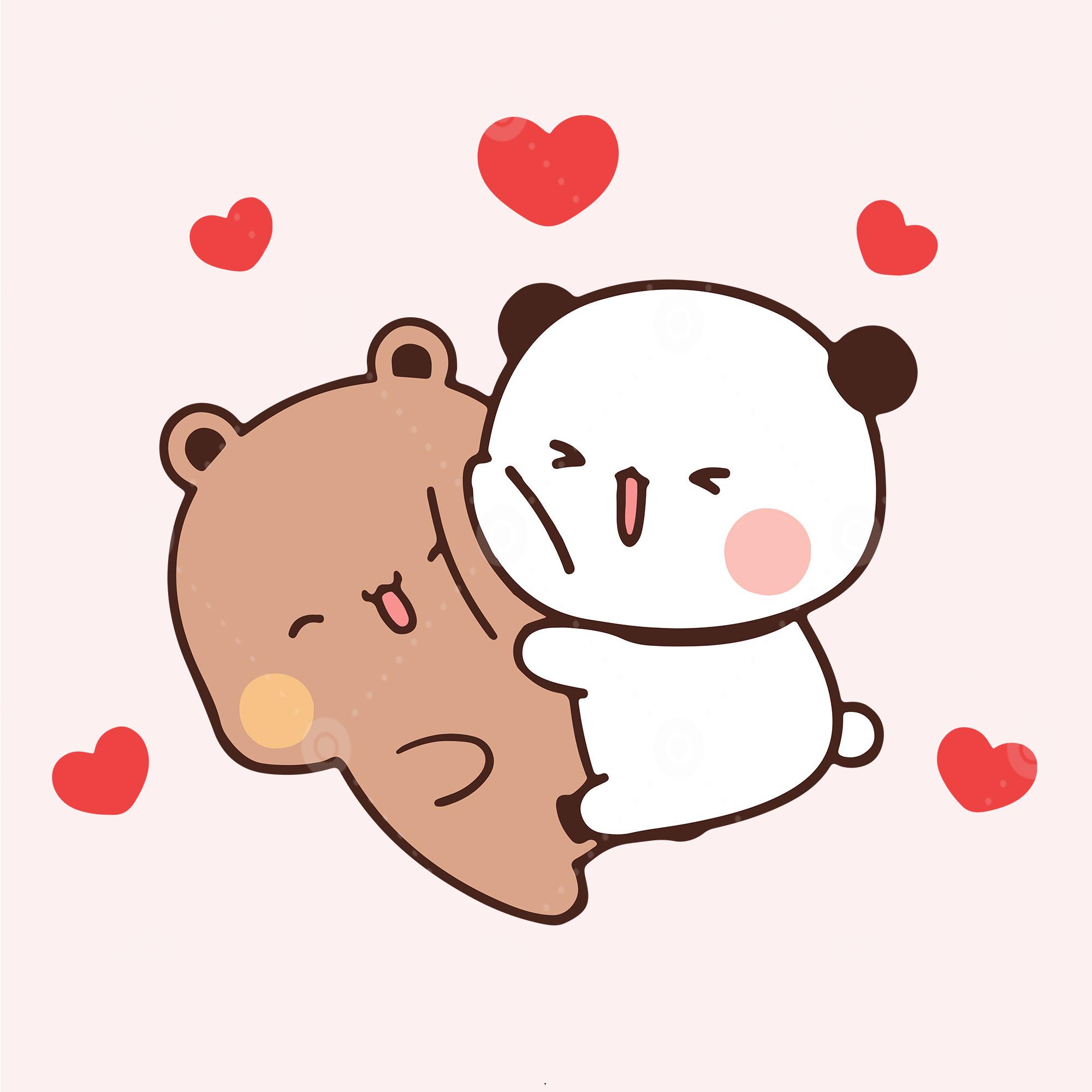 Kawaii Bundle Panda Bear Couple, 50 Cute Panda Bear clipart, cute