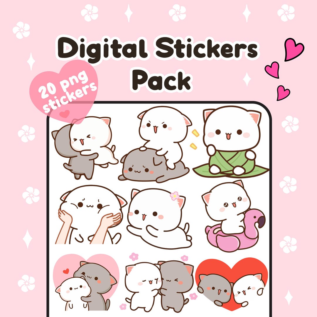 Digital Stickers Cute Cat Kawaii Goodnotes Sticker Pack – Adorable ...