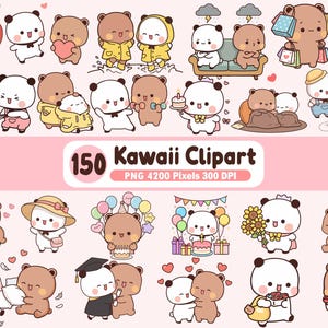 May include: A collection of 150 Kawaii clipart images featuring adorable bear characters in various poses and settings. The illustrations include bears with hearts, gifts, and in different outfits. The text "It's for you my love" is at the top left.