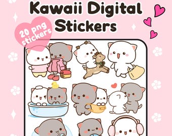 Digital Stickers Cute Cat Kawaii Goodnotes Sticker Pack – Adorable ...