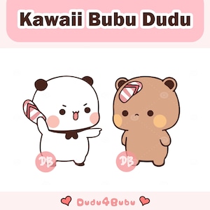 Kawaii images png, Cute Couple  Panda Bear  Svg, Lovely Panda and bear Cute Dudu Bubu Kawaii Clipart Png gift for lovers, Digital download