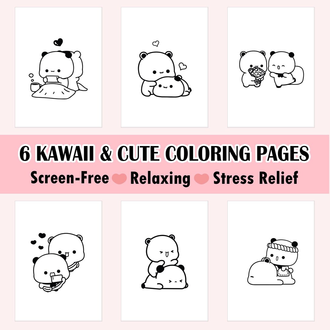 Coloring Pages : Super Cute &amp; Kawaii Panda Bear Animal Characters ...