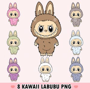 8 Kawaii Ladudu PNG Clipart | Super Cute Monsters Bundle | Commercial Use | Digital Download | Monster Tshirt Design Sublimation & Stickers