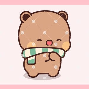 Kawaii Bear Svg, Cute Dudu Bubu Kawaii Clipart Png gift for animals lovers, Digital download