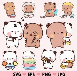 Kawaii Dudu Bubu hug love, Panda Bear couple love Svg, 10 Cute Dudu Bubu Kawaii Clipart Png uwu gift for lovers, Digital download