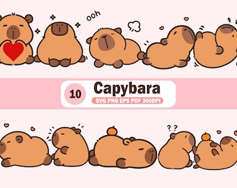 Capibara SVG Bundle - Instant Download for GoodNotes Printable Planners Digital Stickers Sheet Cute Lazy Capybara PNG Kawaii Animal PNG