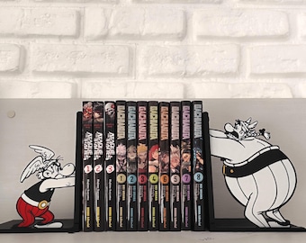 Sujetalibros "Guerreros Galos Invencibles" – Decoración de Cómic Clásico para Estantería Infantil – Silueta de Fuerza y Amistad