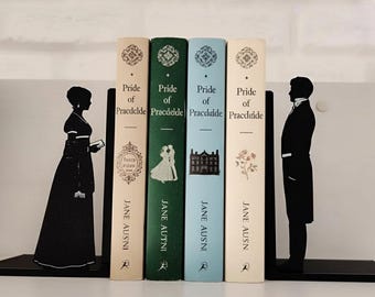 Pride and Prejudice Bookends | Literary Decor | Elizabeth and Darcy Silhouette | Gift for Book Lovers
