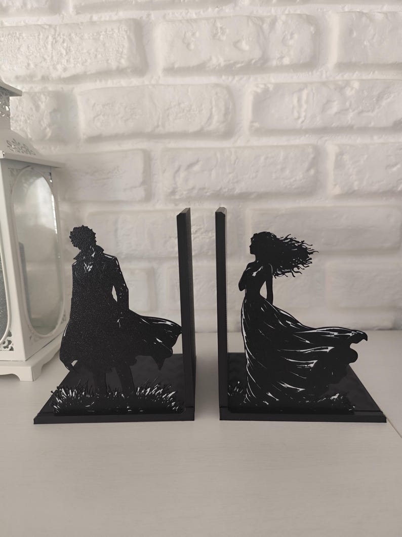 Sujetalibros Wuthering Heights – Heathcliff y Catherine – Gothic Romance Bookshelf Decor – amantes de la literatura – decoración romántica