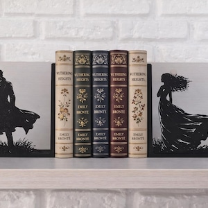 Sujetalibros Wuthering Heights – Heathcliff y Catherine – Gothic Romance Bookshelf Decor – amantes de la literatura – decoración romántica