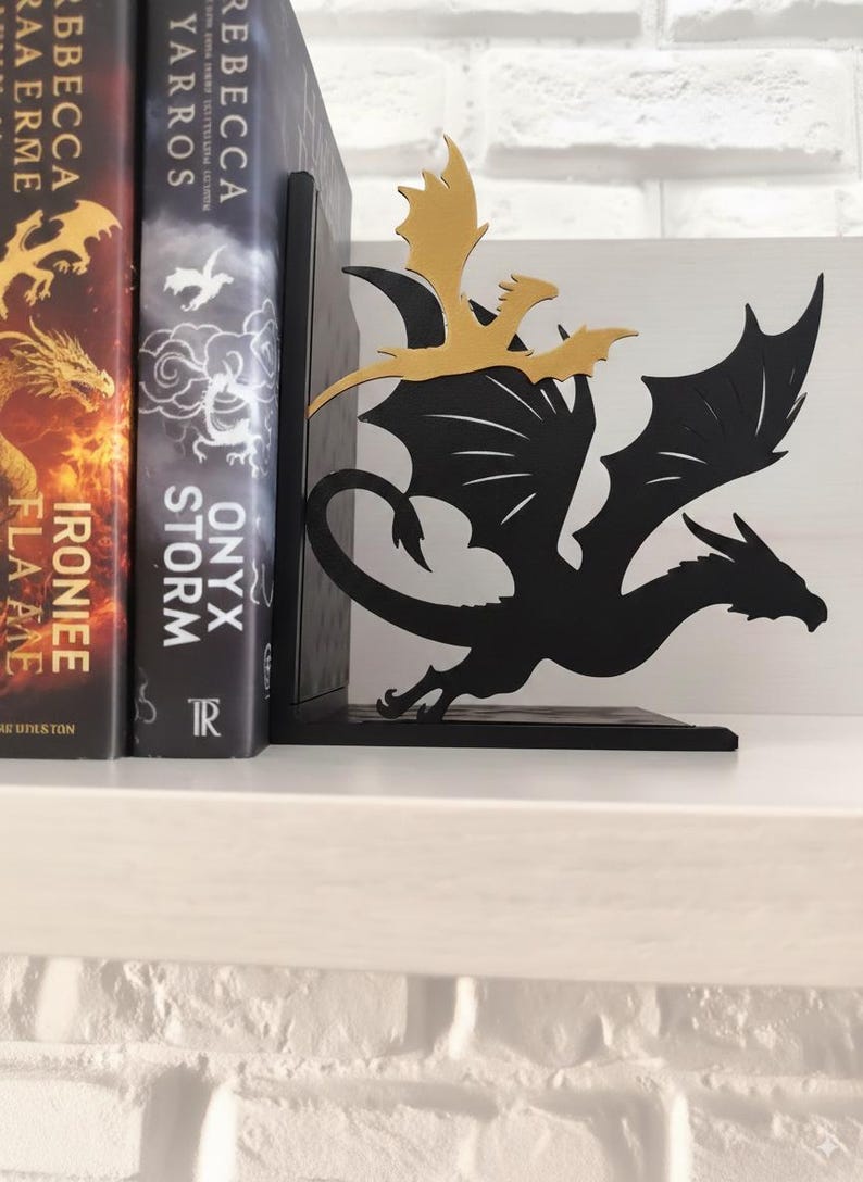 Sujetalibros de dragón negro y dorado estilo fantasía épica, regalo literario para Navidad, San Valentín, Día del Libro y cumpleaños