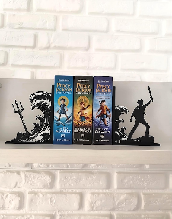 sujetalibros de Tridente y Dios del Mar – Decoración Mitología Griega y Fantasía Juvenil - Regalo para Lectores - Decoración de Estantería