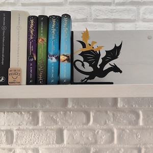 Sujetalibros de dragón negro y dorado estilo fantasía épica, regalo literario para Navidad, San Valentín, Día del Libro y cumpleaños