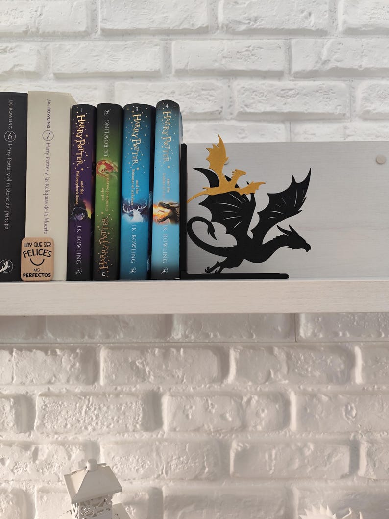 Sujetalibros de dragón negro y dorado estilo fantasía épica, regalo literario para Navidad, San Valentín, Día del Libro y cumpleaños