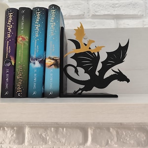 Sujetalibros de dragón negro y dorado estilo fantasía épica, regalo literario para Navidad, San Valentín, Día del Libro y cumpleaños