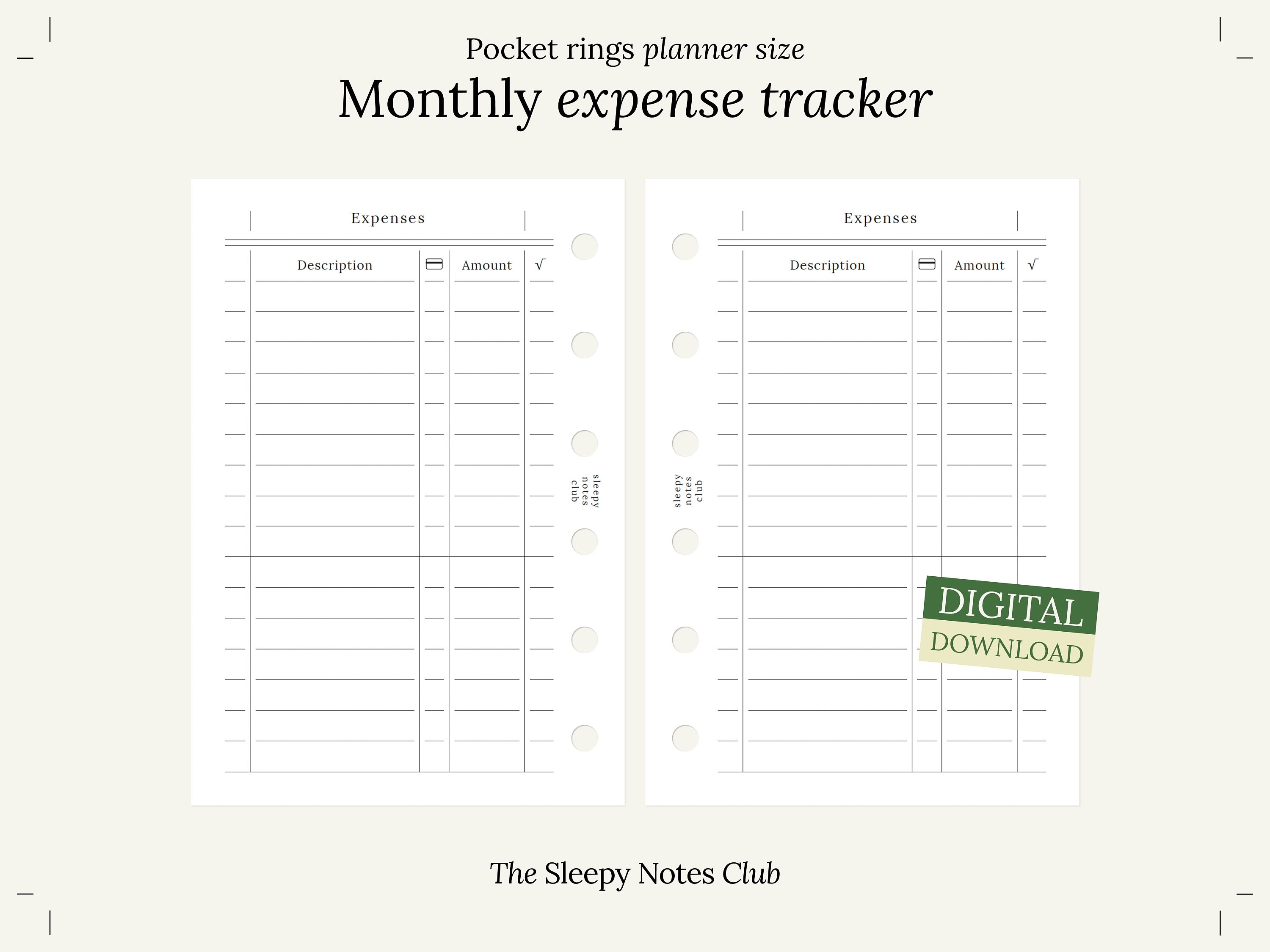 15 Pocket Size Printable – Monthly Expense Tracker– Pocket Ring Planner ...