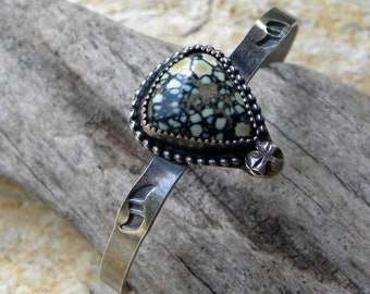 sterling silver, cuff, bracelet, aloe, variscite, turquoise, handstamped, jewelry, cross accent, gift