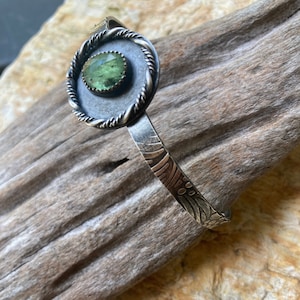 Sterling silver, cuff, bracelet, green, kyanite, gemstone