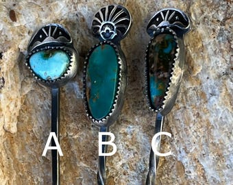 cowboy toothpick, hat, pick, accessories, hatpin, western style, sterling silver, turquoise, hatband, jewelry
