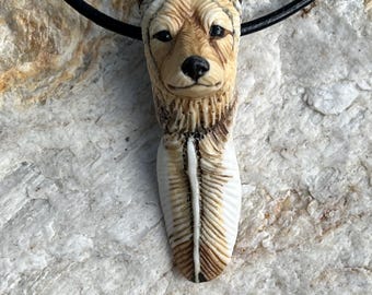 sterling silver, porcelain, jewelry, necklace, pendant, southwestern, western, leather, wolf, pup, spirit animal, primitive