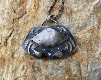 Sterling silver, crab, ocean, sea life, totem, spirit animal, talisman