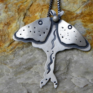 Sterling silver, luna moth, spirit animal, totem, talisman,Actias luna