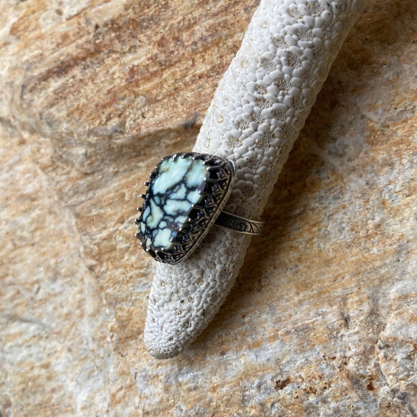 Aloe, variscite, sterling silver, jewelry, ring, gemstone, size 6 1/2 metalsmith