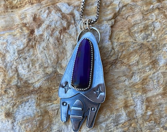 sterling silver, rocket, ship, purple, gemstone, sugilite