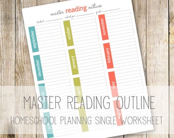 Master Reading Outline - Homeschool Planner Worksheets