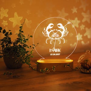 Cancer, Personalized Zodiac LED Light, Horoscope Gifts for Couples, Celestial Zodiac Constellation, Astrology Valentines Day Gift, Horoscope
