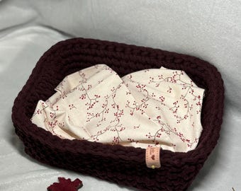 Crochet basket with wooden base | Crocheted rectangular basket | Utensilio | Storage | Crochet basket in many sizes and colors, gift idea