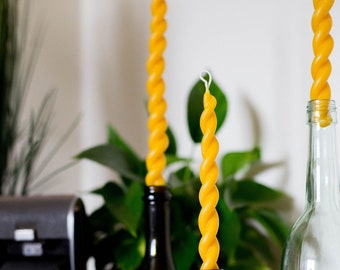 2 Beeswax taper candle - twisted beeswax candle - dinner candle - unity candle - valentine's day gift - hostess gift