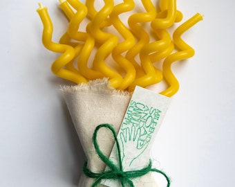 Beeswax birthday candles- Curly birthday candles - beeswax candles - tall birthday candles- beeswax tapers