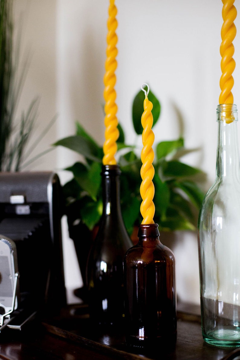 2 Beeswax taper candle twisted beeswax candle dinner candle unity candle valentine's day gift hostess gift image 1