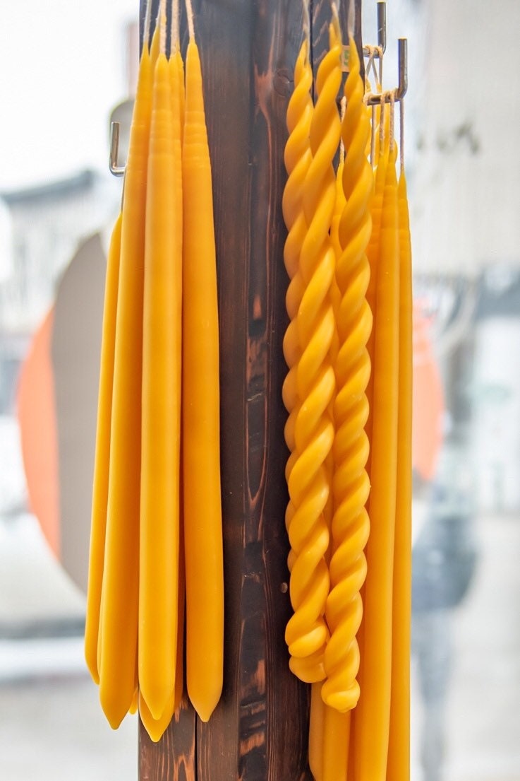 Beeswax taper candles Etsy
