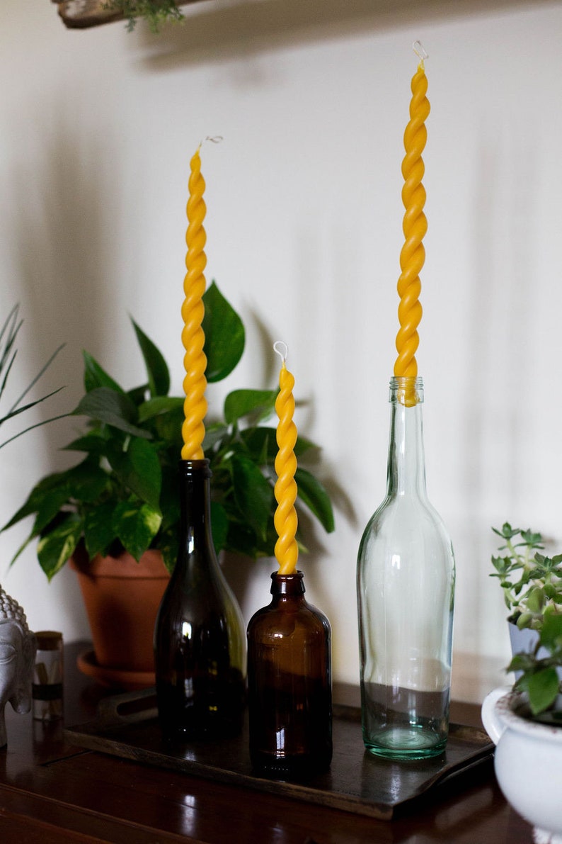2 Beeswax taper candle twisted beeswax candle dinner candle unity candle valentine's day gift hostess gift image 6