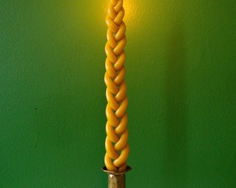 braided beeswax Havdalah candle - 3 wick - Jewish wedding gift