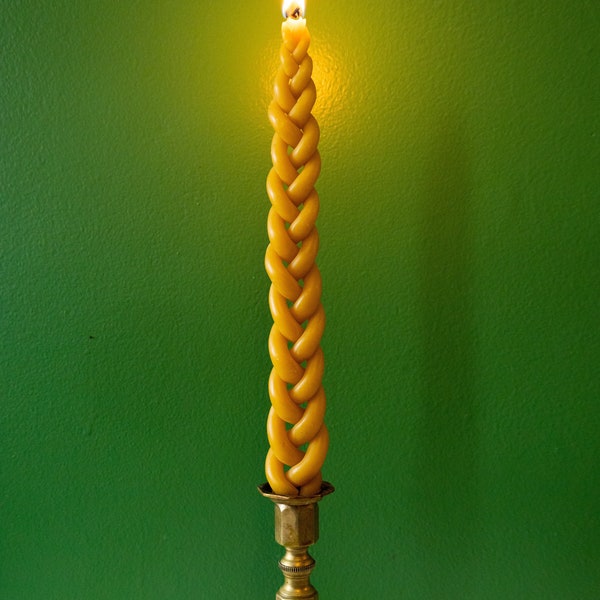 braided beeswax Havdalah candle - 3 wick - Jewish wedding gift
