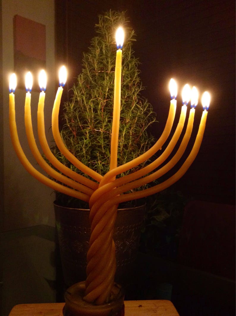 beeswax Hanukkah Menorah candle Hanukkah candles Jewish holiday gift Hanukkah gift image 2