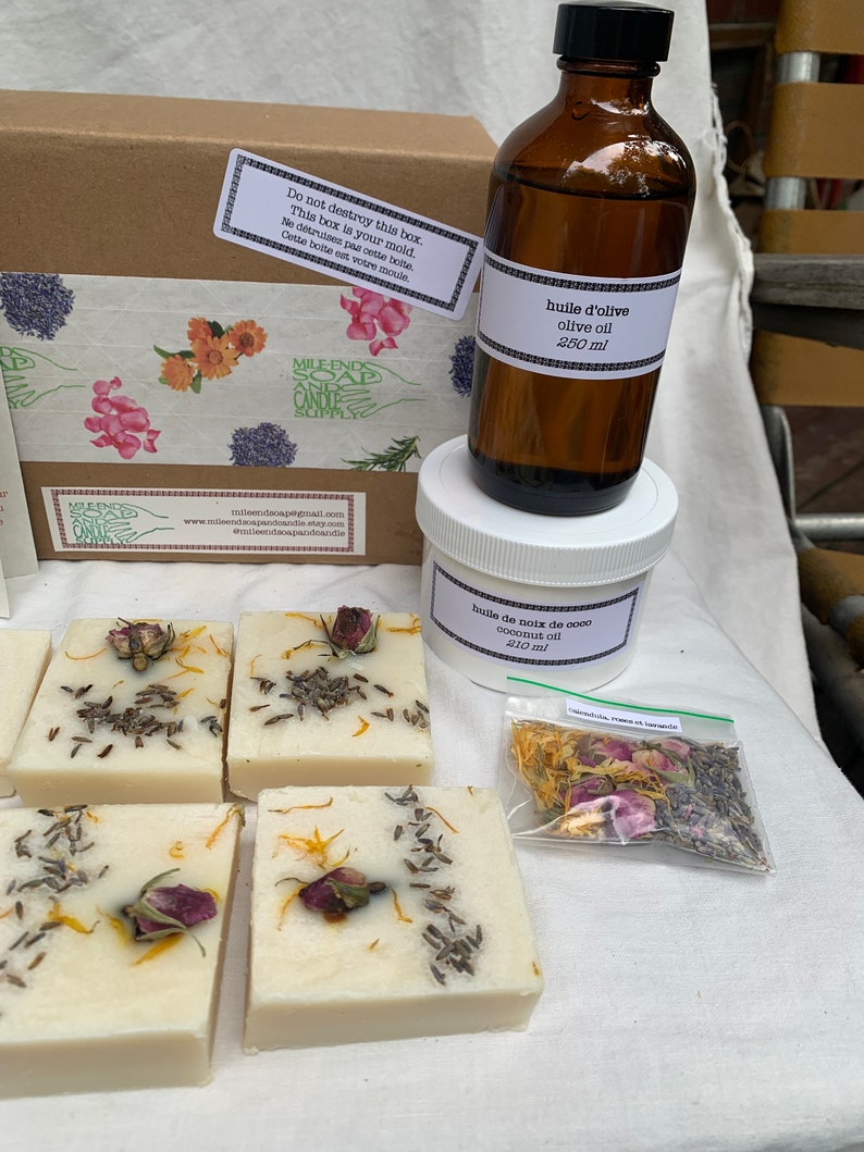 DIY soap making kit Flower Bathing cold process craft kit lavender rosemary rose calendula image 4